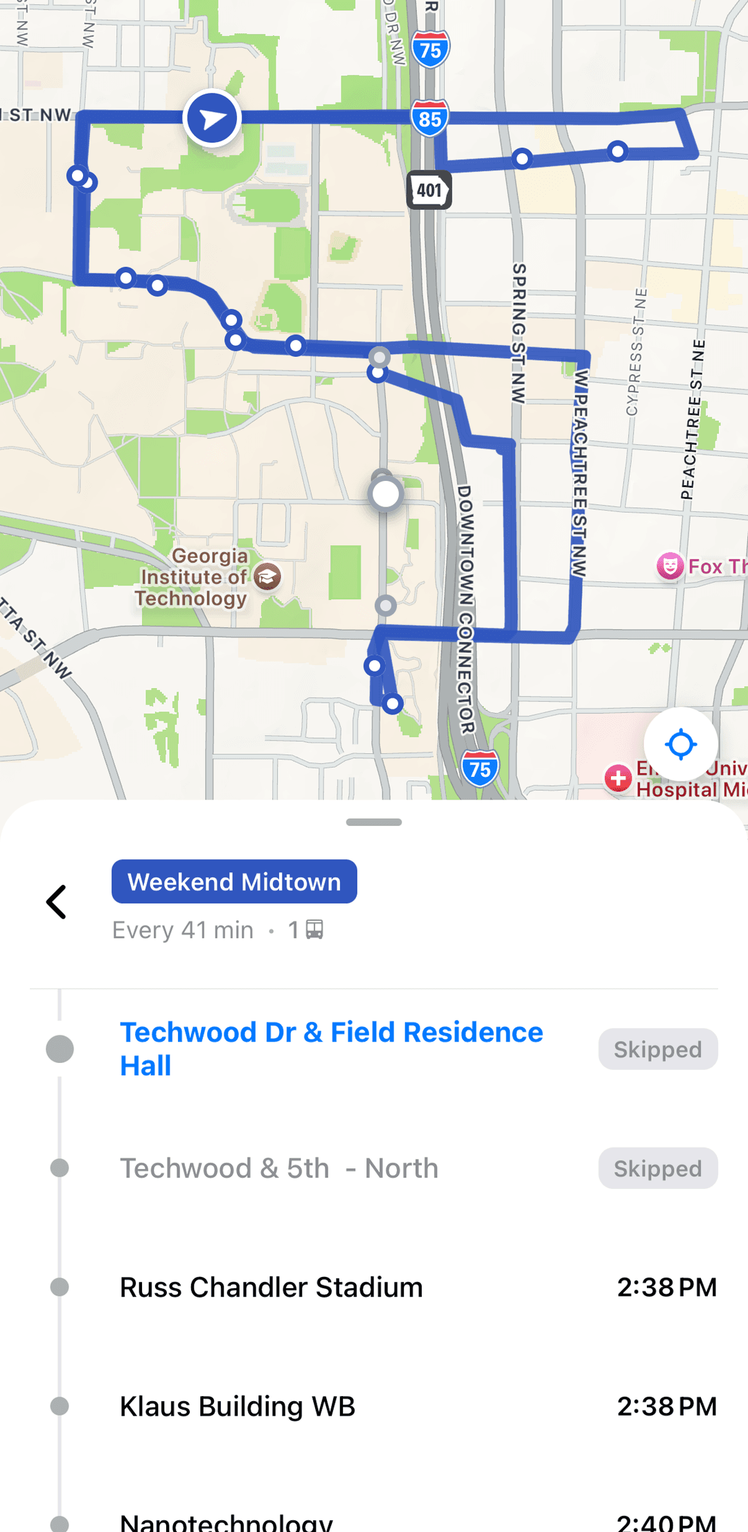 View up-to-date route information screenshot 1